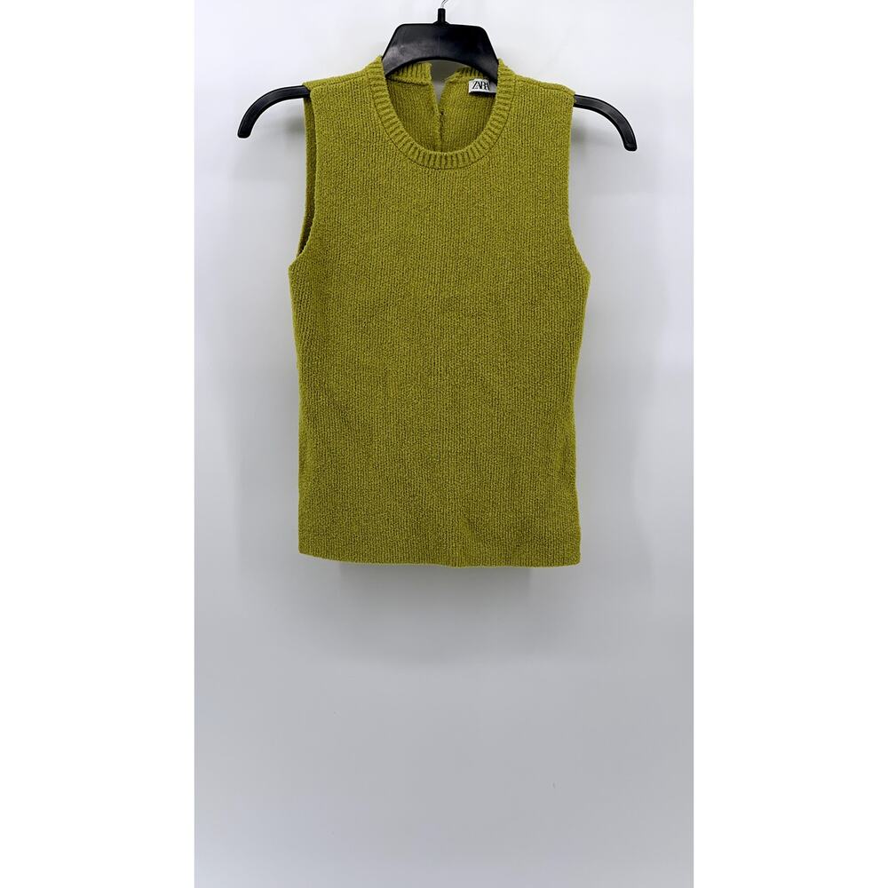 Zara Olive Green Sleeveless Knit Top